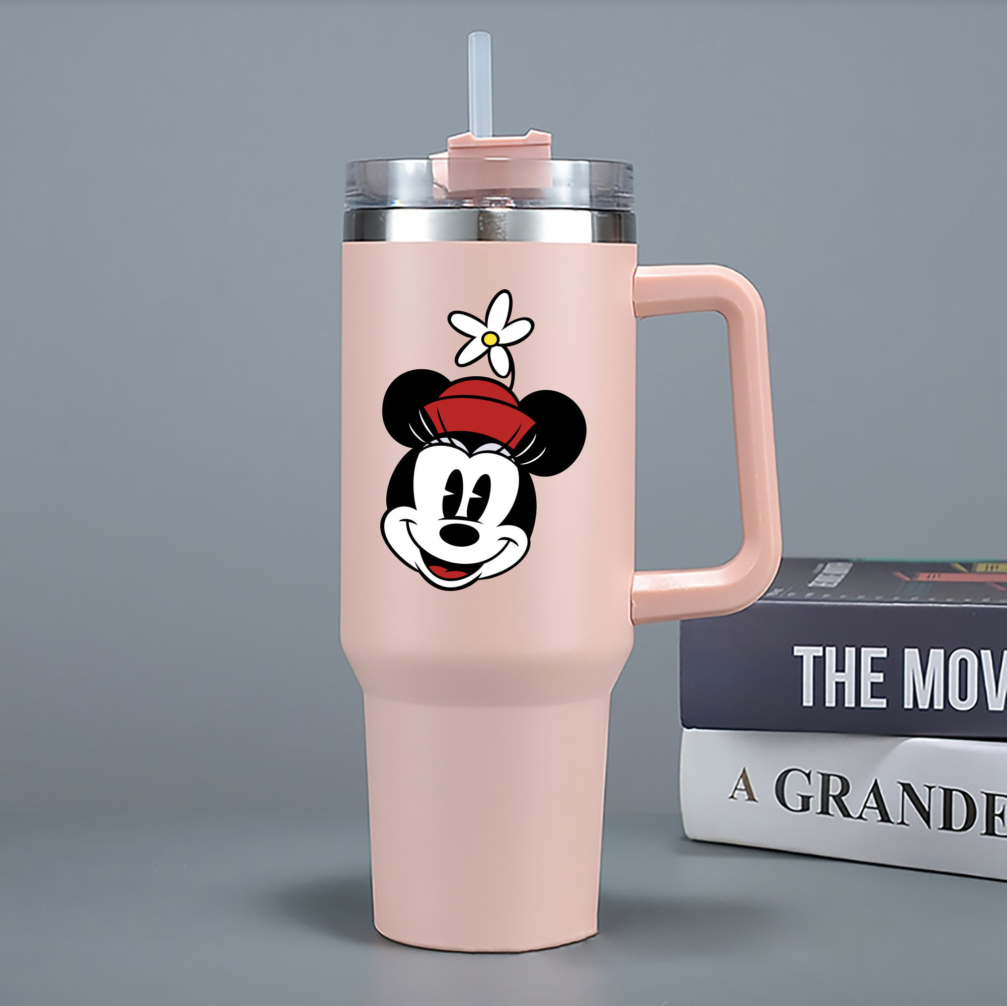 （画像用） ミッキーマウス Mickey Mouse 1200mL車用タンブラー - クリスタルステッカー（プラスチックストロー付き）